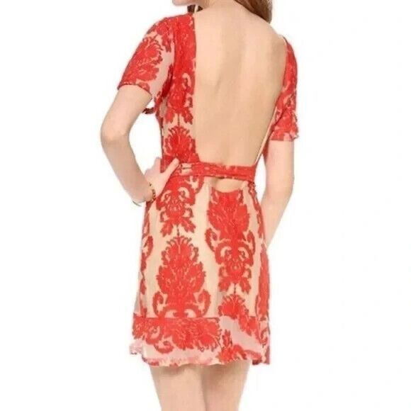 For Love and Lemons San Marcos Mini Backless Dress Red Short Sleeve Size S - Picture 3 of 16